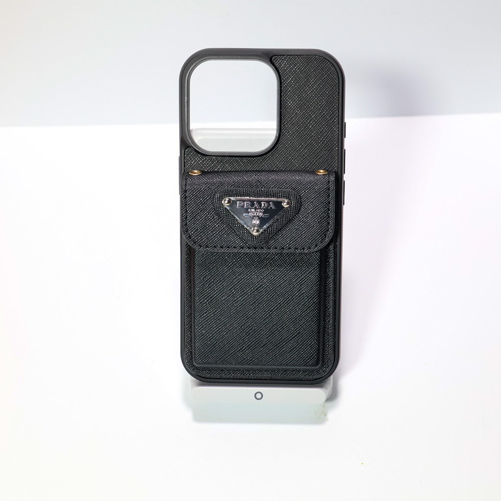 Black Vintage Texture Card Pocket iPhone Case