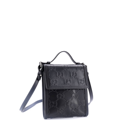 Flap Crossbody Bag GG Embossed Perforated Leather Small