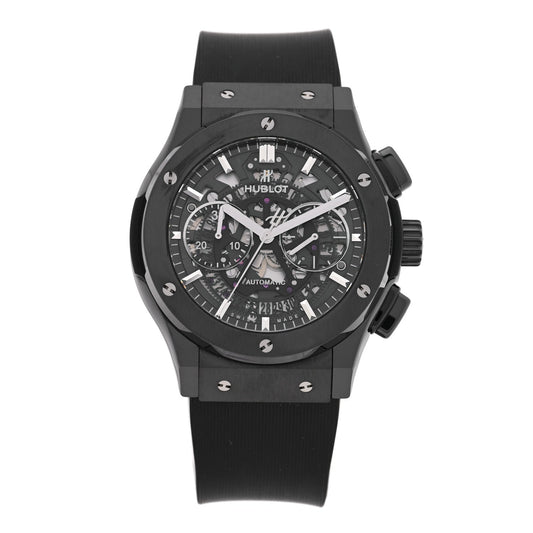 Ceramic Rubber 45mm Classic Fusion Aerofusion Chronograph Automatic Watch Black 525.CM.0170.RX