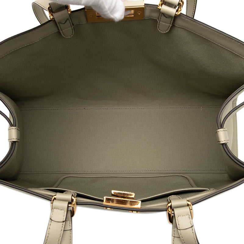 Fendi Ecktote Zucca Canvas Leather 2Way Bag