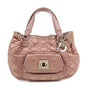 Christian Dior Cannage Nylon Leather Hand Bag Tote Bag Pink