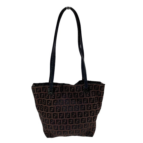 Fendi Zucchino Canvas Leather Handbag