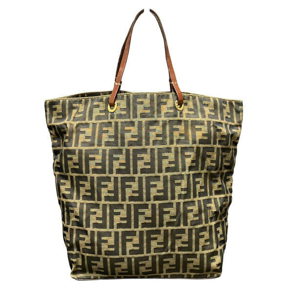 Fendi Zucca Canvas Leather Tote Bag