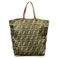 Fendi Zucca Canvas Leather Tote Bag