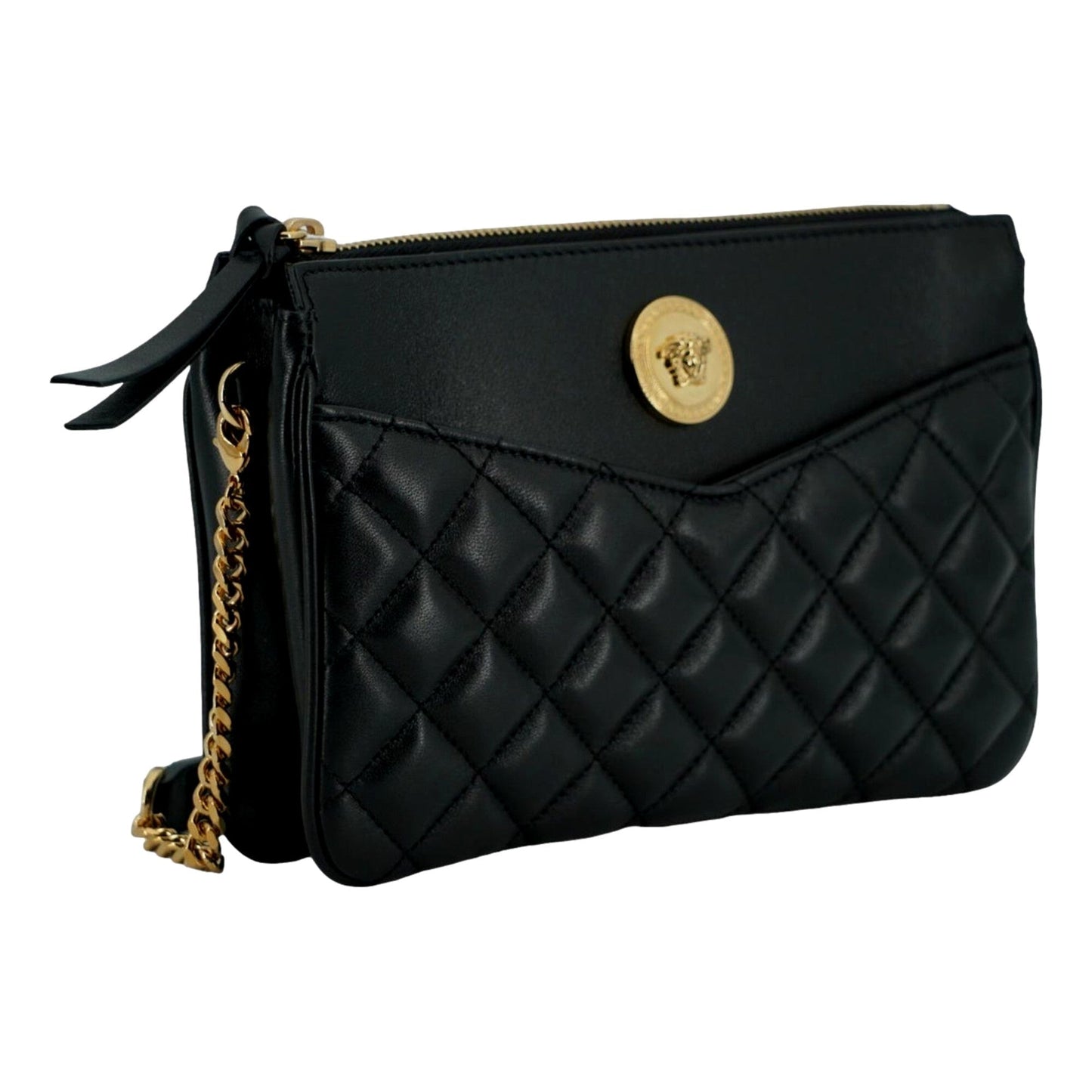 Versace La Medusa Black Quilted Crossbody