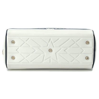 Dior Vibe 2WAY Bowling Bag White/NavyM6209OOBR Leather Rubber Size Small