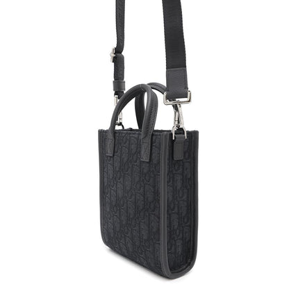 Dior Safari North South 2way Tote Bag Black2ESWS017YKY Jacquard Calf Leather Size Mini