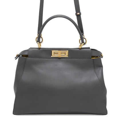 FENDI ?Peekaboo 2wayBag Gray8BN226 Leather Size regular