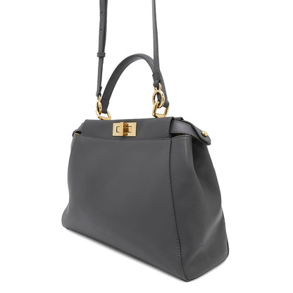 FENDI ?Peekaboo 2wayBag Gray8BN226 Leather Size regular