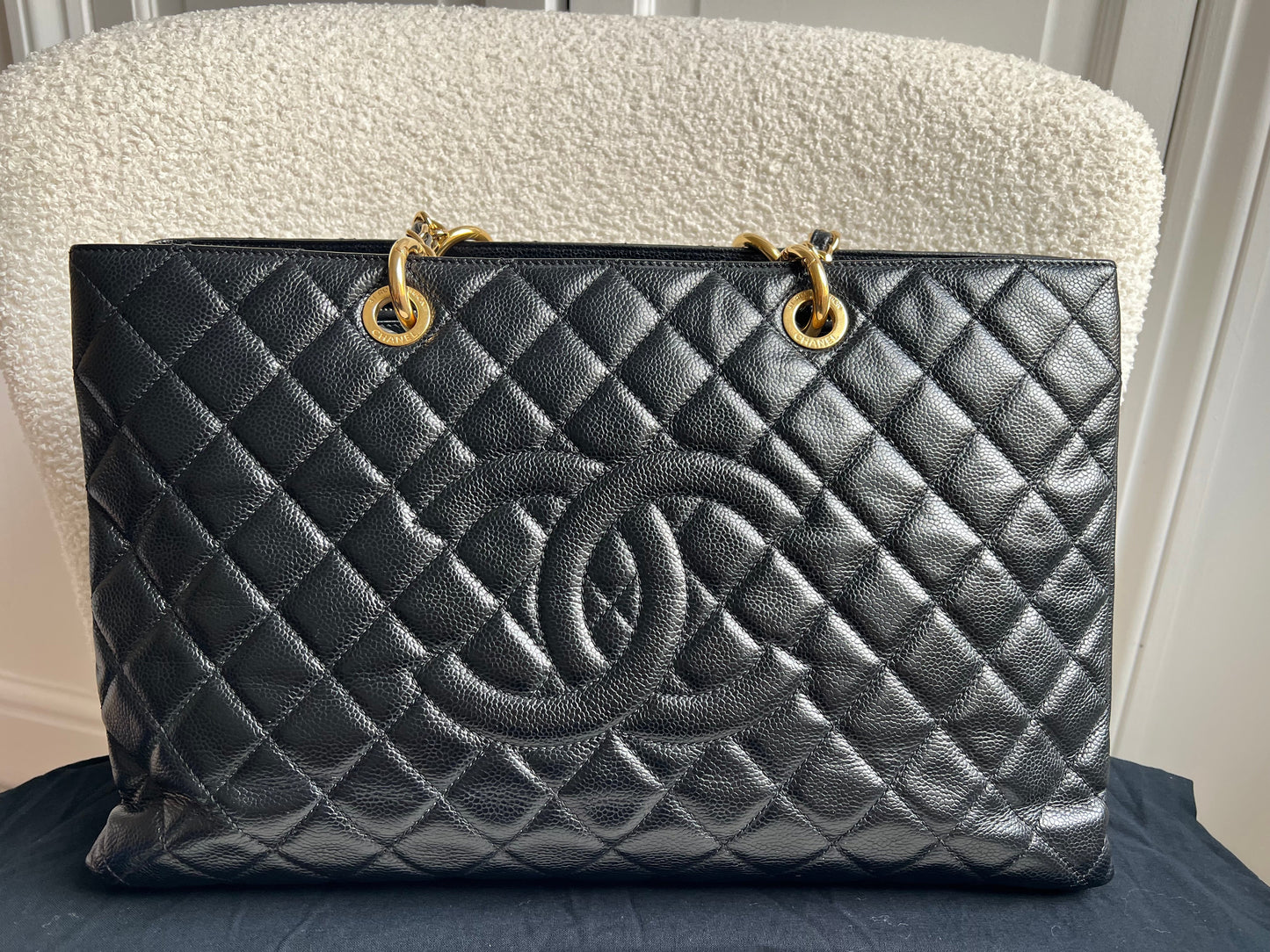 Chanel XL Black Caviar Grand Shopper Tote Gold Hardware (GST)