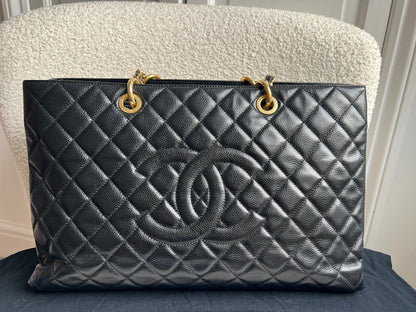 Chanel XL Black Caviar Grand Shopper Tote Gold Hardware (GST)