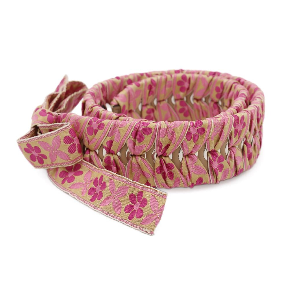 FENDI ?Strap You Ribbon Floral Pink8AV077 Leather Cotton
