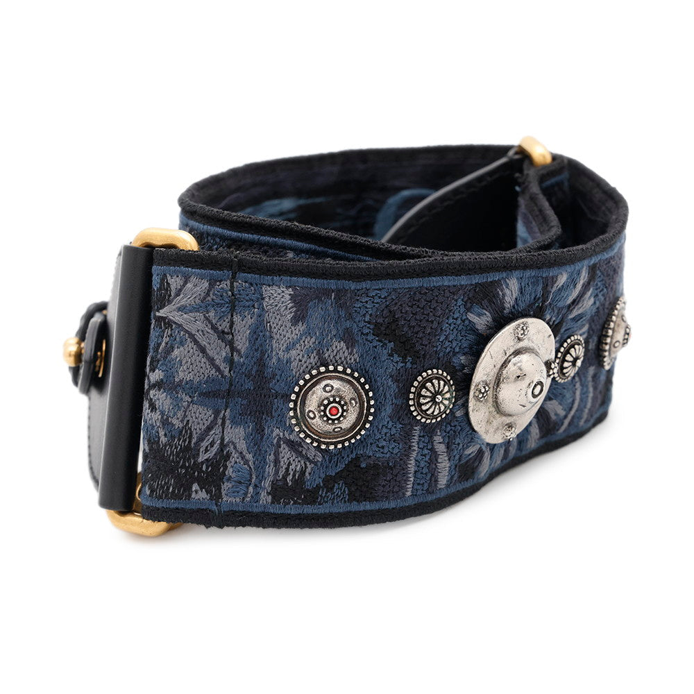 Dior Medallion Embroidery Shoulder Strap BlueAY5626W3 Canvas Leather
