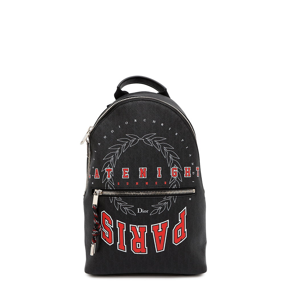 Dior Logo Backpack Black Leather