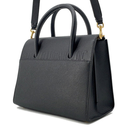 Dior Montaigne 30 Saint Honore 2WAY Handbag Black Leather Size Small