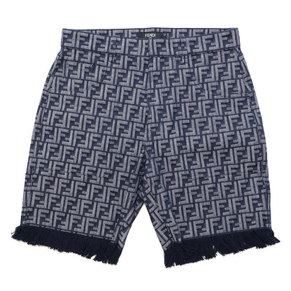 FENDI EmbroideryFF logo Bermuda shorts Size 35 BlueFLP307 AMZ3 Cotton66% Polyester34%