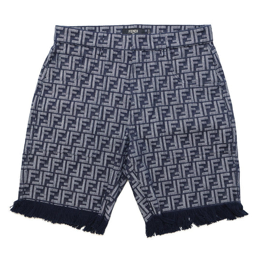 FENDI EmbroideryFF logo Bermuda shorts Size 35 BlueFLP307 AMZ3 Cotton66% Polyester34%
