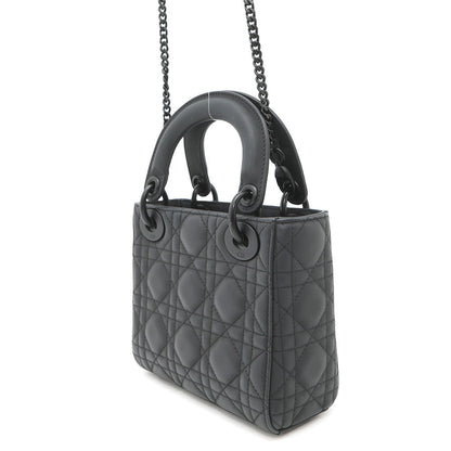 Dior Lady Dior Canage 2WAY Handbag BlackM0505SLOI Ultra Matt Calf Leather Size Mini