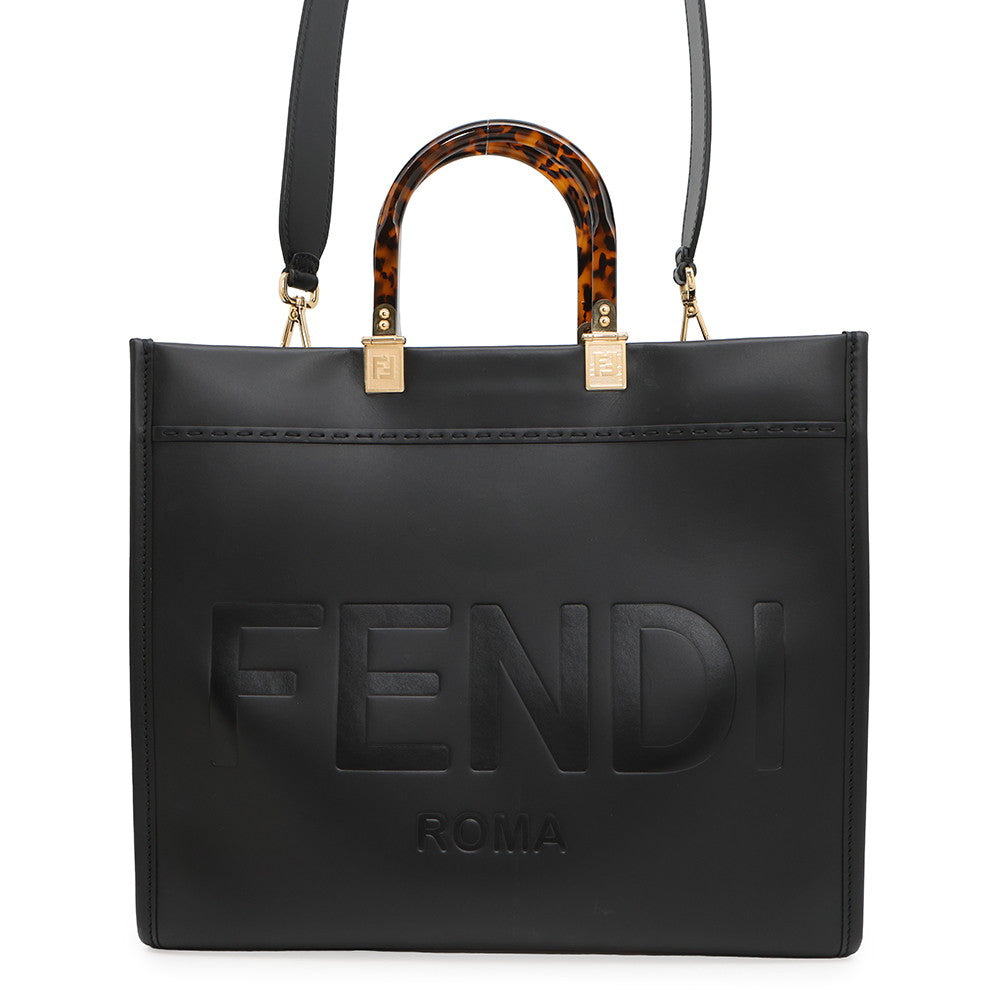 FENDI ?Sunshine Tote Bag Black8BH386 Calf Leather Size Medium