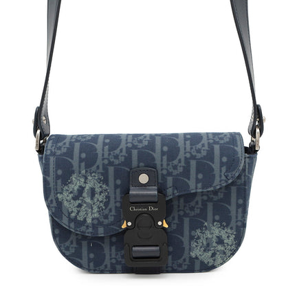 Dior Oblique Dior Tears Saddle Messenger Bag Blue/Navy2ADCA435DDO Canvas Leather Size Mini