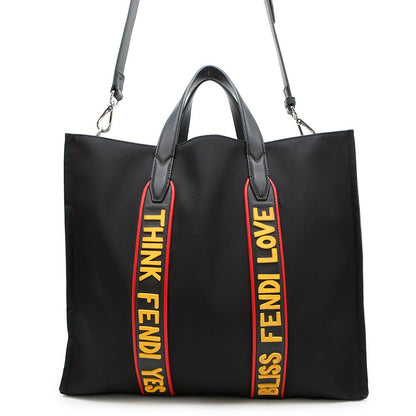 FENDI ?2wayTote Bag Black/Khaki7VA390 Nylon Leather
