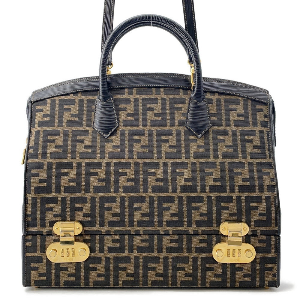 FENDI ?Zucca vanity bag Brown Canvas Leather