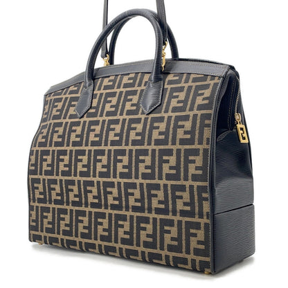 FENDI ?Zucca vanity bag Brown Canvas Leather