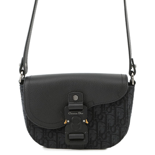 Dior Oblique Saddle Shoulder Black2ADCA435YKS Canvas Calf Leather Size Mini