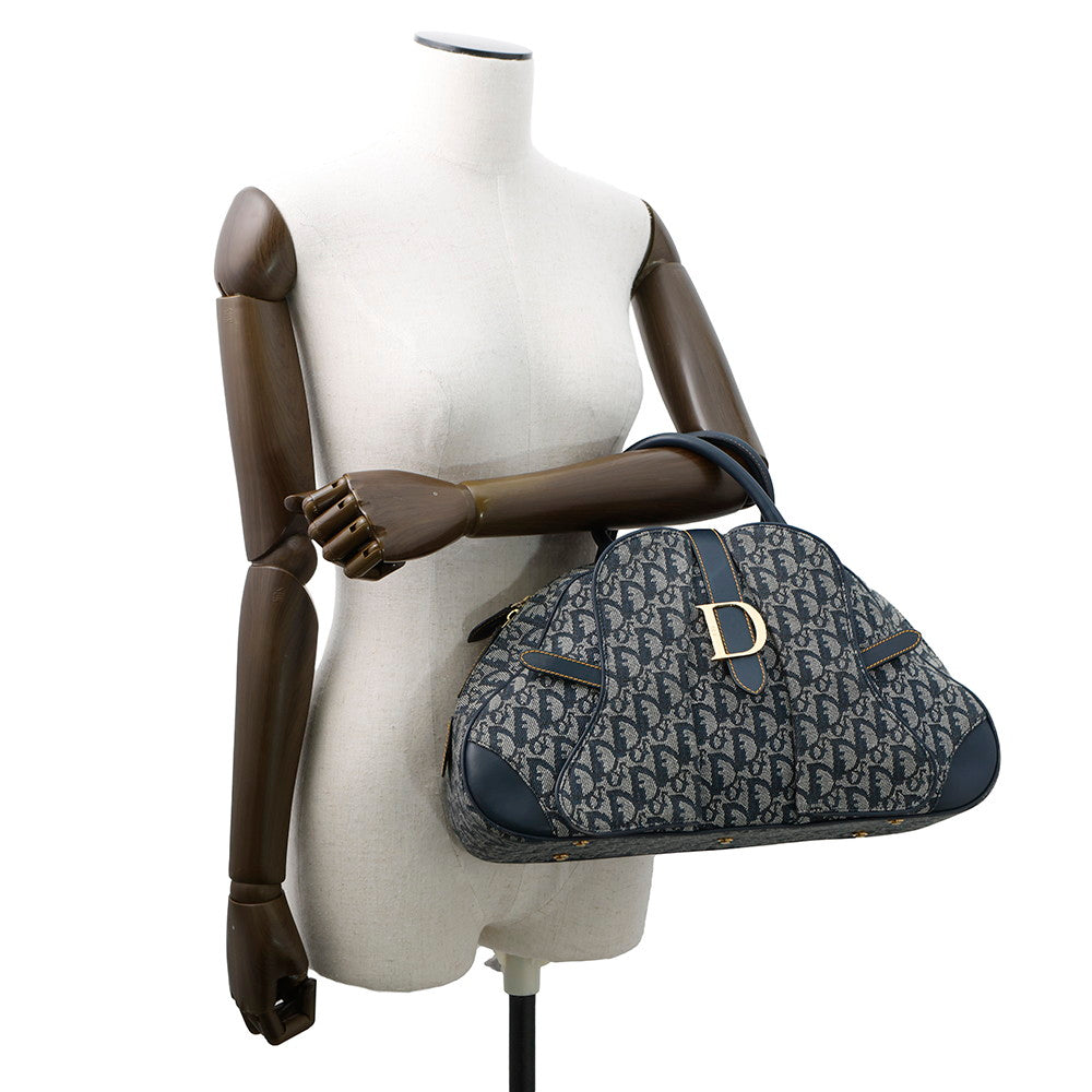 Dior Trotter double saddle bag Navy Canvas Leather