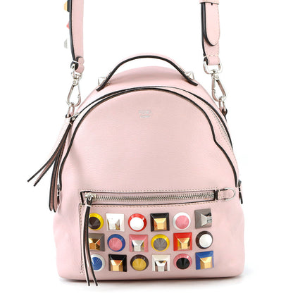 FENDI ?Bolsa Vitto Dolce Studded Shoulder Bag Pink8BT281 Leather