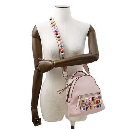 FENDI ?Bolsa Vitto Dolce Studded Shoulder Bag Pink8BT281 Leather