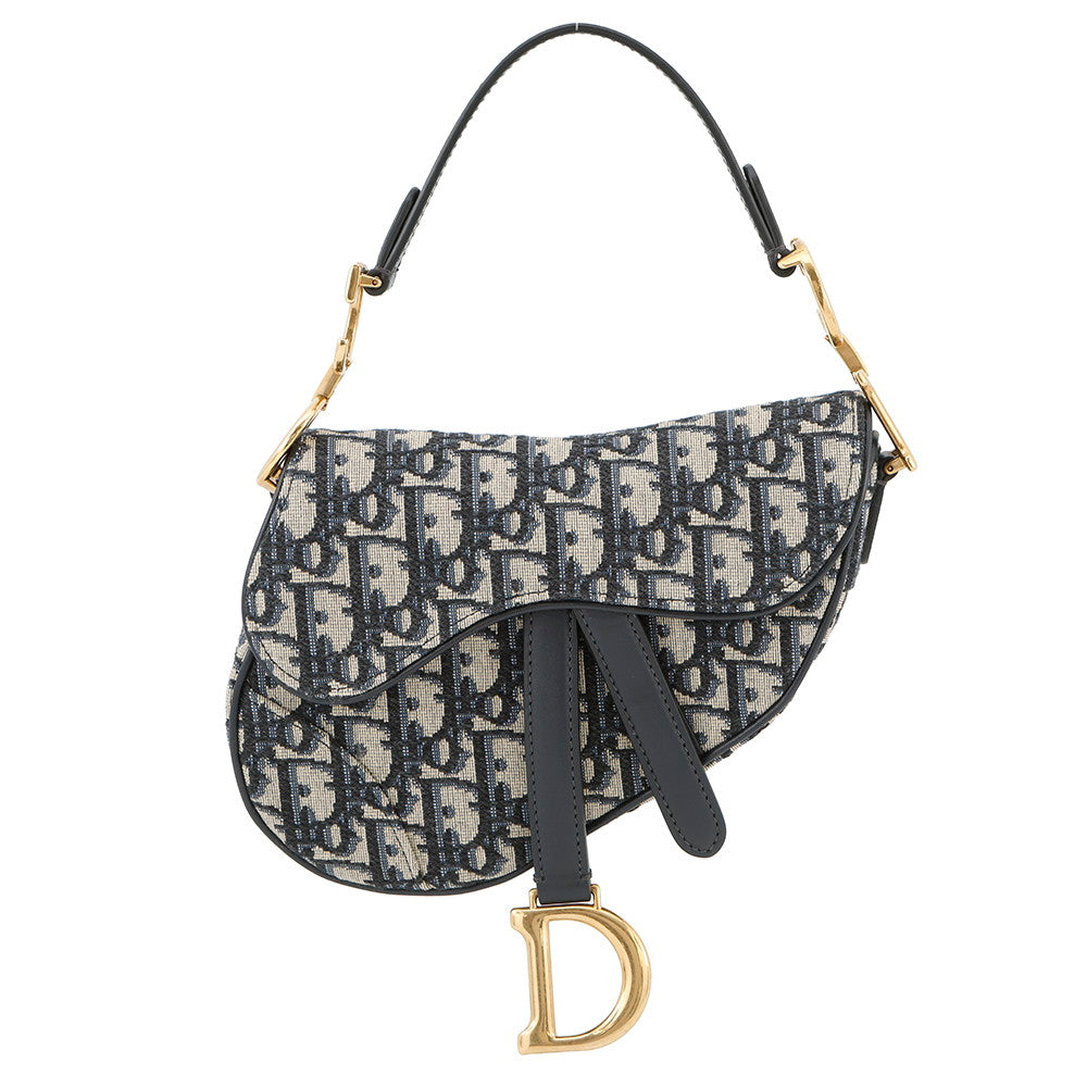 Dior Oblique Saddle Handbag Navym0456Ctzq Canvas Leather Size Mini