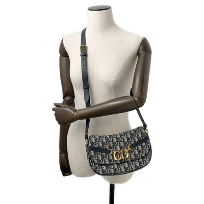 Dior Oblique CD Busus Shoulder Bag NavyM9380UTZQ Canvas Leather Size Small