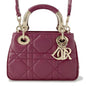 Dior Lady'S 95 22 2Way Handbag Bordeaux Leather Size Mini