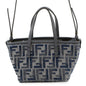 FENDI Roll FF Jacquard 2-way Handbag Navy8BS096 Canvas Leather Size Mini