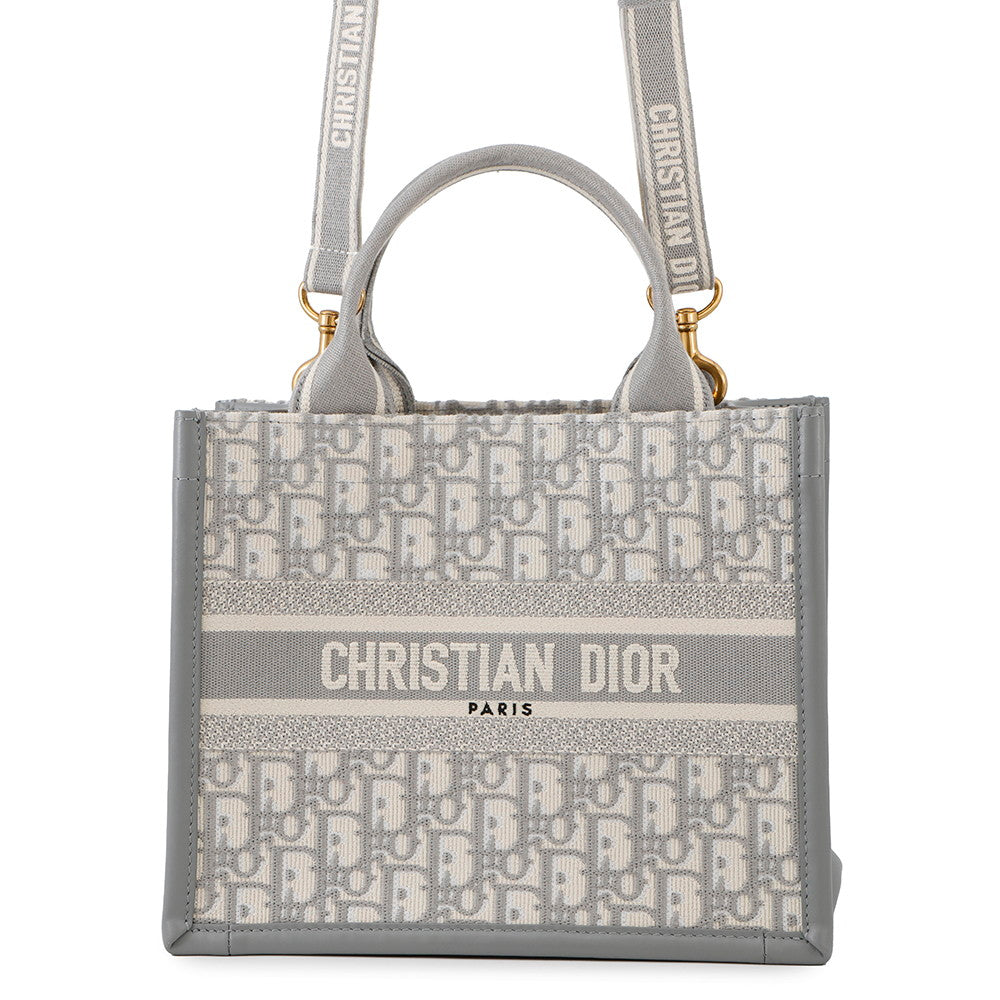 Dior Book Tote Leather Grey Tote Bag