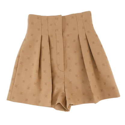 FENDI FF Calligraphy Shorts Size 36 BeigeFR6336 Wool 90% Cashmere8% Polyurethane2%