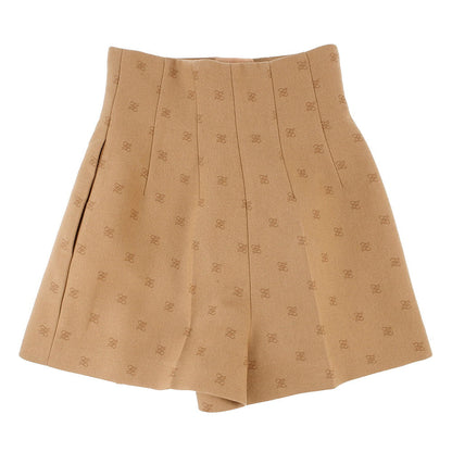 FENDI FF Calligraphy Shorts Size 36 BeigeFR6336 Wool 90% Cashmere8% Polyurethane2%