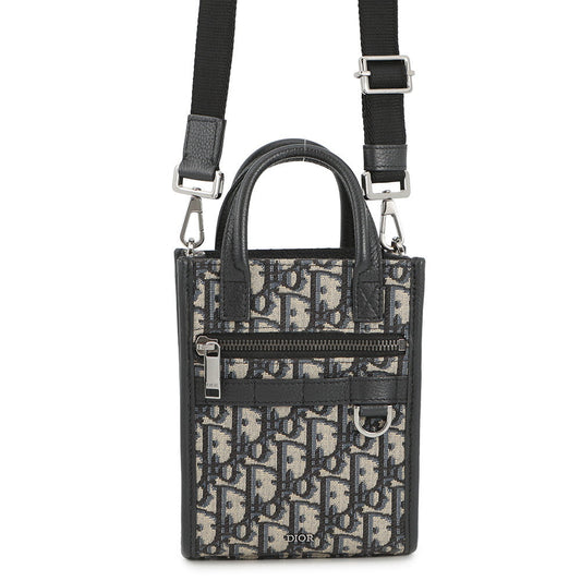 Dior Oblique Leather Navy Tote Bag Leather