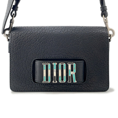 Dior Mosaique Logo Shoulder Bag Black Leather