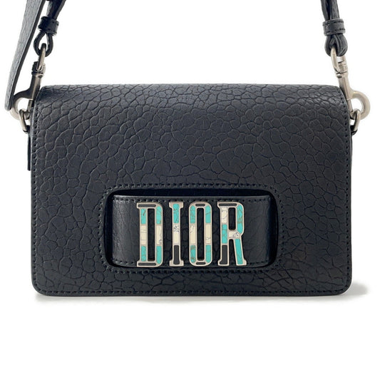 Dior Mosaique Logo Shoulder Bag Black Leather