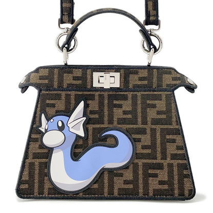 FENDI Peekaboo I See You Pokémon Collaboration Dratini Brown8BN335 Canvas Size Petit