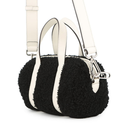 FENDI Zucca 2-way mini bag Black/White7VA570 Fur Leather