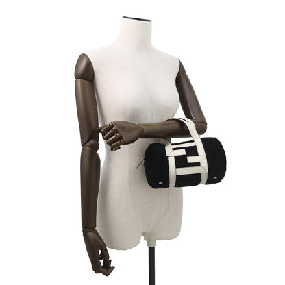 FENDI Zucca 2-way mini bag Black/White7VA570 Fur Leather