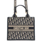Dior Oblique Embroidery Book Tote Navym1325Czbb Canvas Calf Leather Size Small