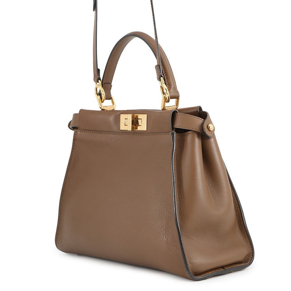 FENDI Peekaboo Selleria Brown8BN290 Leather Size regular