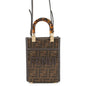 FENDI Zucca Sunshine Shopper 2-Way Handbag Brown8BS051 Canvas Leather Sequins