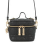 Dior Cannage 2-Way Vanity Shoulder Pouch Black Leather