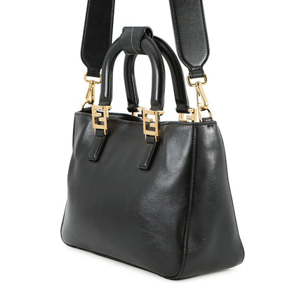 FENDI FF Tote 2WAY Bag Black8BH367 Leather Size Small