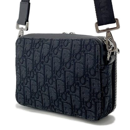 Dior Oblique Jacquard Zip Pouch Shoulder Bag Black2Obbc119Yse Canvas Leather